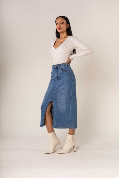 Stretch denim skirt, go down a size